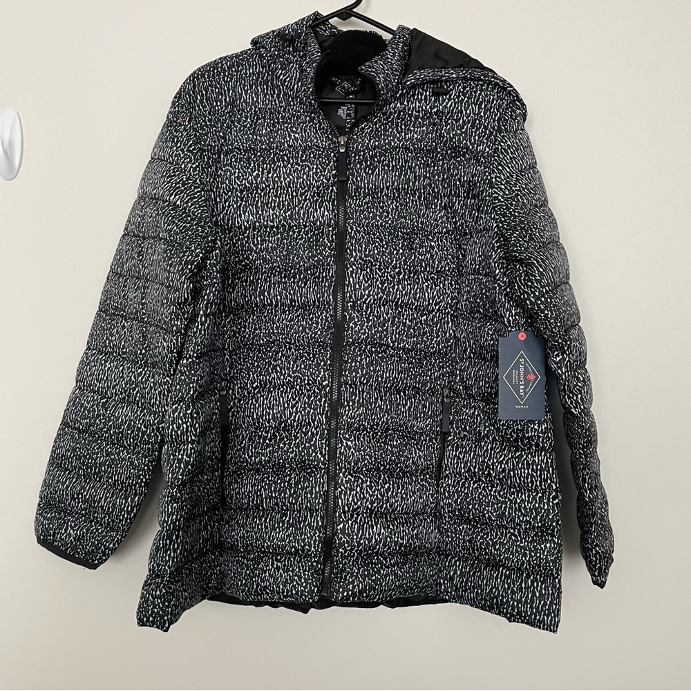 St. John’s Bay Black White Packable Puffer Jacket Size 2X